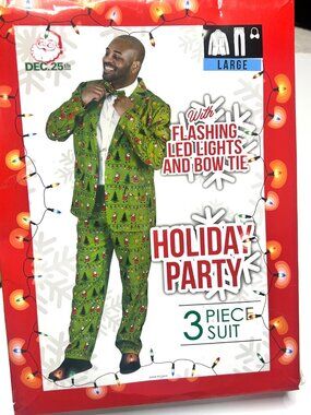 Christmas Suit Dec 25 Men Ugly Sweater Santa Suit Size Large